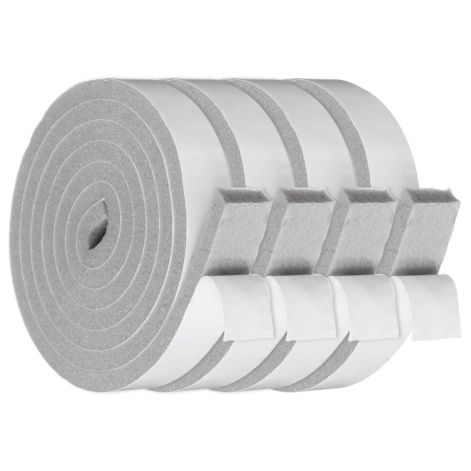 1-3/16" x 3/8" Foam Weather Stripping, Self Adhesive Door Seal Insulation Strips, Soundproofing Foam Seal Tape for Door/Window, Air Conditioning (26.25 Ft Total Length in 4 Roll)