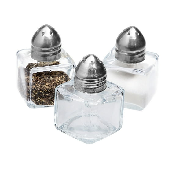 1 3/4" 0.5 oz. Mini Salt & Pepper Glass Shakers - 12 Pieces