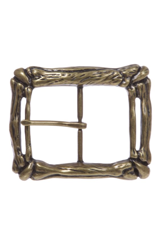 1 3/4" (45 mm) Hammered Western Engraving Center Bar Curved Bone Belt Buckle