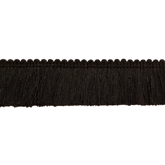 1 3/4" (4cm) Basic Solid Collection Shiny Brush Fringe Trim # 0175SB,, Pure Black #K9 (Jet Black) 27 Yards (82 ft/25m)