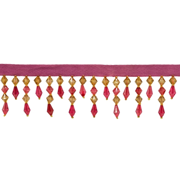 1 3/4" (4cm) Beautiful Handcrafted Diamond Beaded Fringe Trim # B40692,, Beige Brown Red #J19E20 (Deep Red, Dark Beige, Light Brown) 3 Yards (9 ft/2.5m)