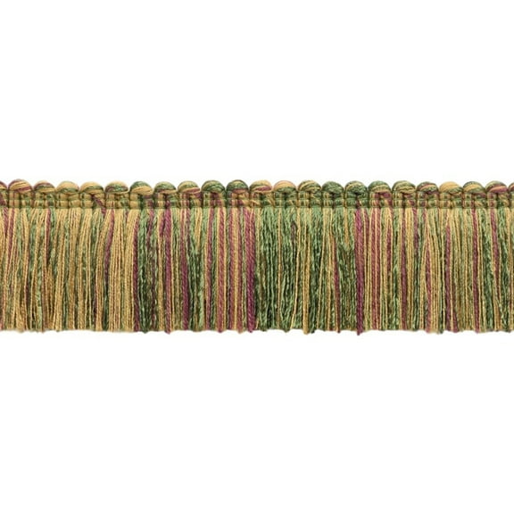 1 3/4" (4cm) Duke Collection Thin Brush Fringe Trim # 0175DKB,, Harvest Beige #N14C (Golden Beige, Light Red, Olive Green) Sold By The Yard (36"/3 ft/0.9m)