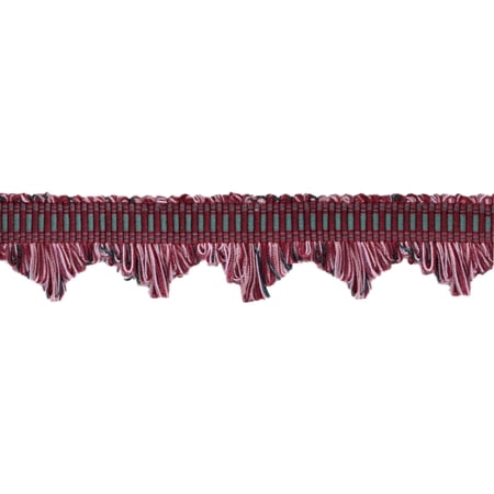 1 3/4" (4cm) Marrakesh Collection Beautiful Contemporary Scalloped Fringe Trim with Woven Gimp Braid Header # SFRW0175,, Holly Red #VL01 (Wine Red, Pine Green, Pure White) 12 Yards (36 ft/11m)