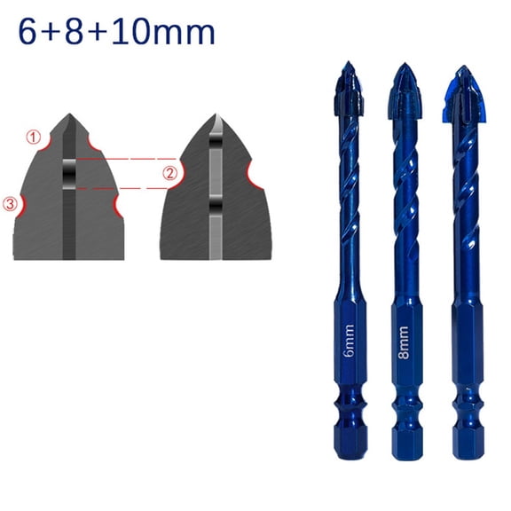 1/3/4/5pcs Tungsten Steel Triangular Drill Bits Set 6/8/10/12/14mm High Hardness Eccentric Drill For Glass Tile Ceramic Punching