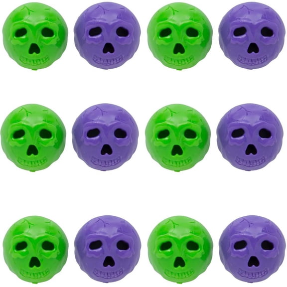 Fun Express 1 3/4" Bright Color Plastic Skull Head-Shaped Popper Toys - 12 Pc.