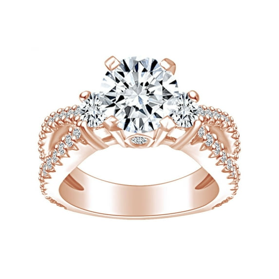 AFFY 1 3/4 Carat Round Shape White Natural Diamond Engagement Ring In 14k Solid Rose Gold (1.75 Cttw) Ring Size-6