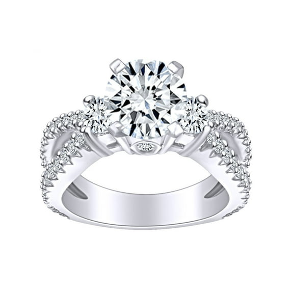 AFFY 1 3/4 Carat Round Shape White Natural Diamond Engagement Ring In 14k Solid White Gold (1.75 Cttw) Ring Size-7.5