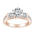 thumbnail image 1 of AFFY 1 3/4 Carat Round Shape White Natural Diamond Three Stone Engagement Ring In 14k Solid Rose Gold (1.75 Cttw) Ring Size-5, 1 of 1