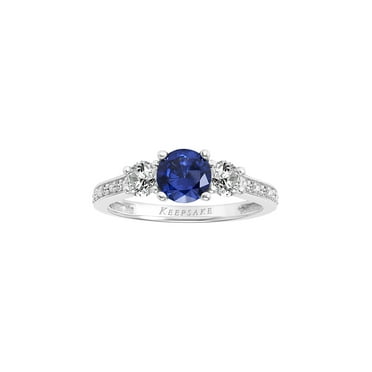 1 3/4 Carat T.G.W. Created Blue and White Sapphire and Diamond-Accent Sterling Silver Women’s Engagement Ring