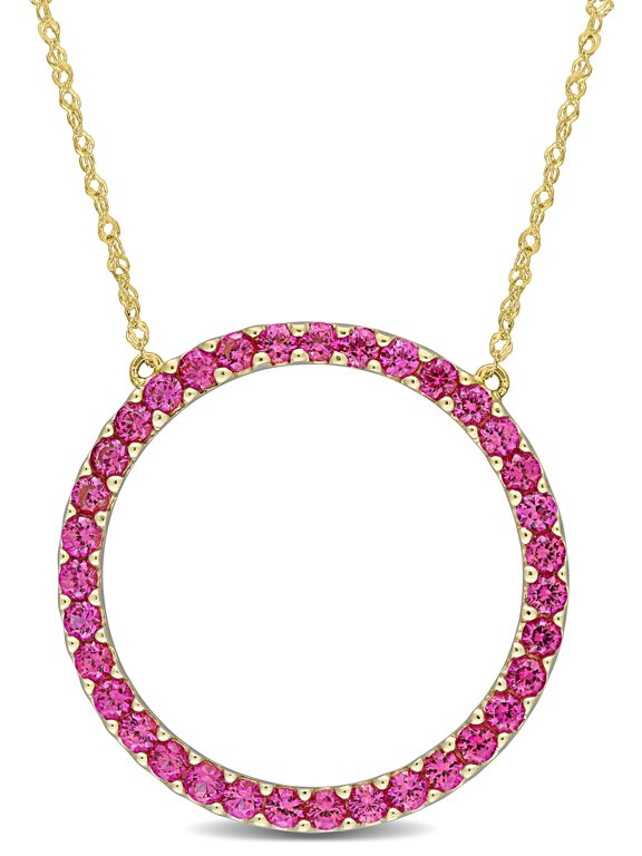 Women's Created Ruby 10k Yellow Gold Necklace