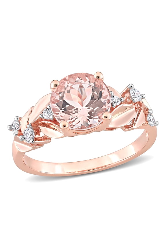 Women's Morganite and Diamond 10k Rose Gold Ring
