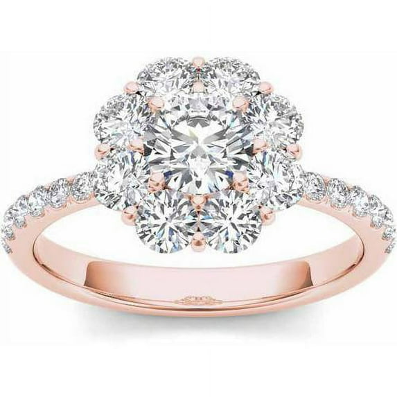 1-3/4 Carat T.W. Diamond Flower-Shape Cluster 14kt Rose Gold Engagement Ring