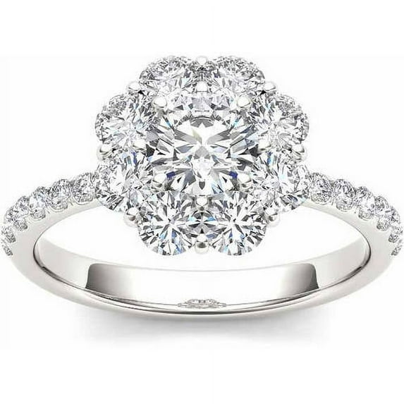 1-3/4 Carat T.W. Diamond Flower-Shape Cluster 14kt White Gold Engagement Ring