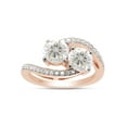 thumbnail image 1 of AFFY 6MM Round Moissanite Diamond Two Stone Bypass Engagement Ring for Women 14K Rose Gold over Silver-8, 1 of 7