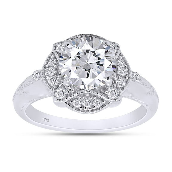 1 3/4 Ct Round Cut Lab Created Moissanite Diamond Halo Engagement Wedding Ring In 14K White Gold Over Sterling Silver(G-H Color,VVS1 Clarity,1.75 Cttw)-4