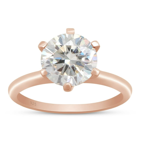 1 3/4 Cttw 8.5MM Round Cut Lab Created Moissanite Diamond Solitaire 6-Prongs Engagement Promise Ring Jewelry Gift for Women in 14K Rose Gold Over Sterling Silver (G-H Color, VVS1 Clarity, 1.75 Cttw)-4