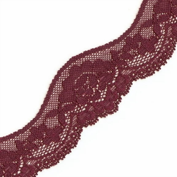 1-3/4" Decorative Raschel Stretch Lace Trim, 2 Yards, SEE-SL-0058 (Cappuccino)