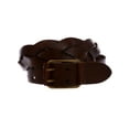 thumbnail image 1 of 1 3/4" Double Prong Braided One Piece Cowhide Top Full Grain Leather Belt, 1 of 4