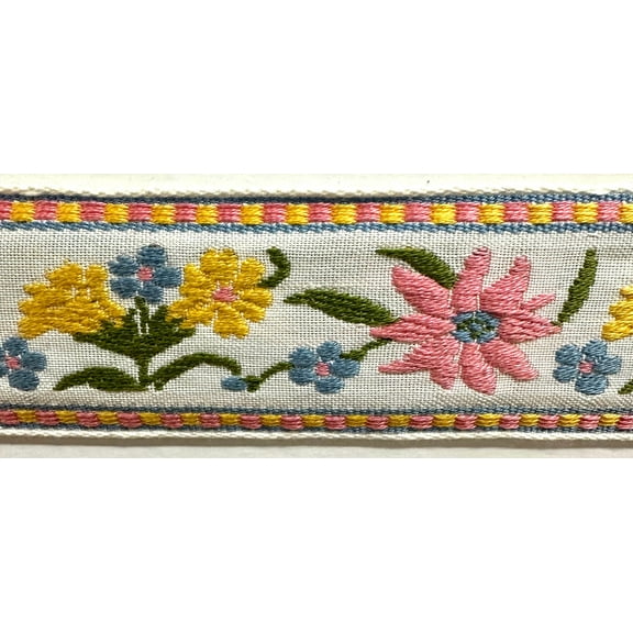 1-3/4" Floral Jacquard Woven Ribbon Trim - 9 Continuous Yards!