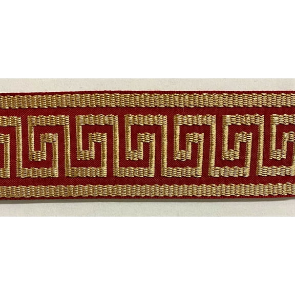 1-3/4" Greek Key Jacquard Woven Ribbon Trim - 6 Continuous Yards - Many Colors!