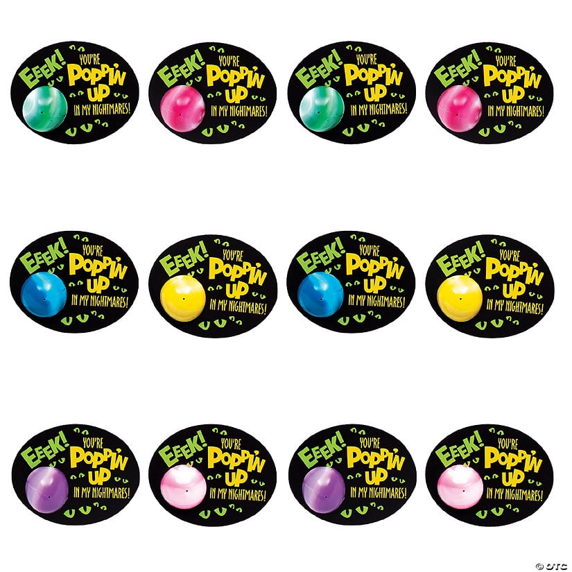 1 3/4" Halloween Mini Vinyl Popper Toys with Card Handout for 12
