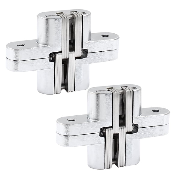 1-3/4" Hidden Hinge Stainless Steel 180 Degree Invisible Cross Hinges for Kitchen Cabinet Door Frameless Concealed Hinge with Screws, 4pcs