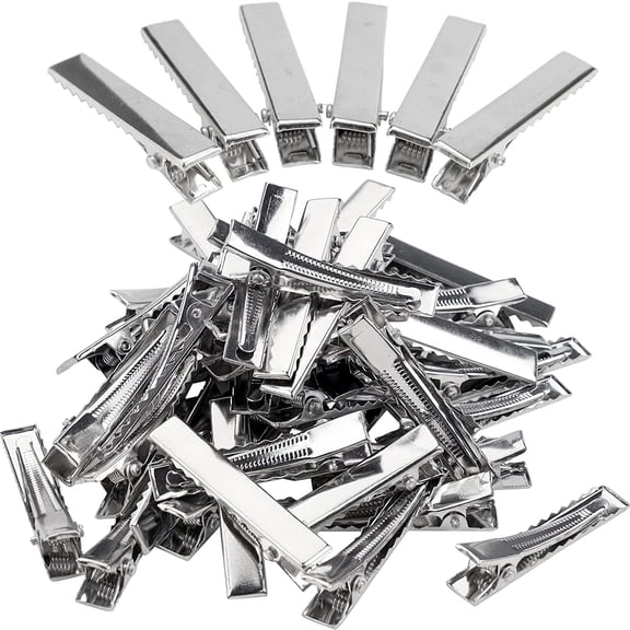 1-3/4 Inch (45 Mm)- Hair Clips Single Prong Metal Alligator Clips Hairbow Accessory -Silver,50 Pcs