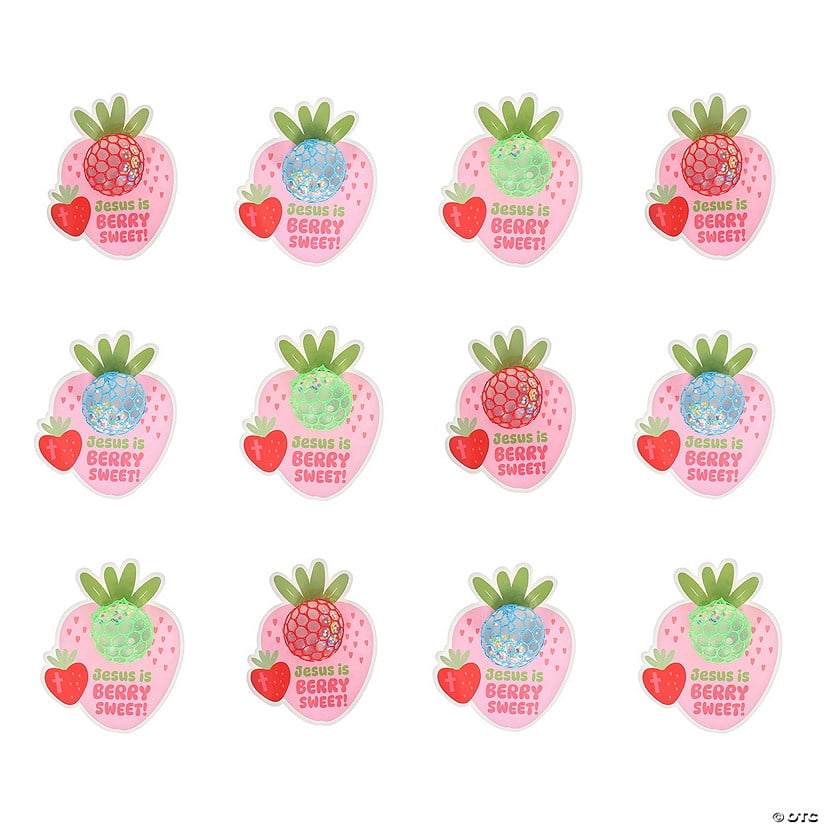 1 3/4" Mini Mesh-Covered Bright Bead Stress Ball Religious Valentine Exchanges for 24