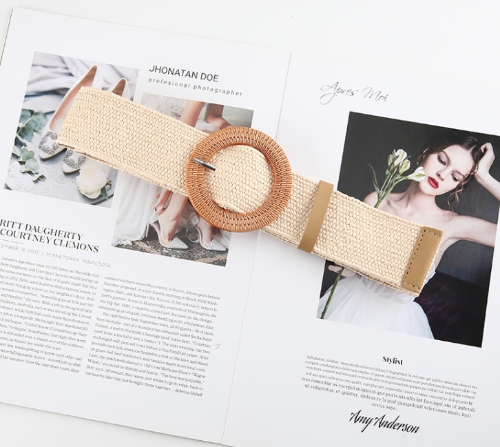 1/3/4 Pieces Straw Woven Elastic Waist Belt for Women  display picture 1