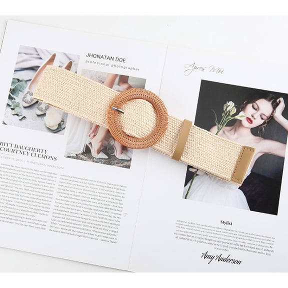 1/3/4 Pieces Straw Woven Elastic Waist Belt for Women Bohemian Dress Braided Belt
