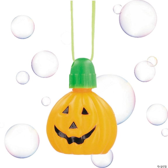 1 3/4" Pumpkin-Shaped Plastic Bubble Bottle Breakaway Necklaces - 12 Pieces