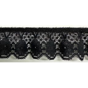 1-3/4" Ruffled Gathered Lace Trimming - 12 Yards! - Color: Black