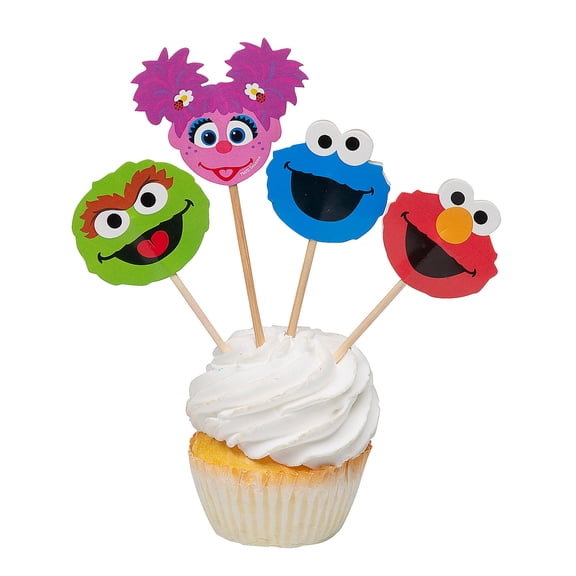 1 3/4" Sesame Street Characters Cardstock Cupcake Picks - 24 Pc.