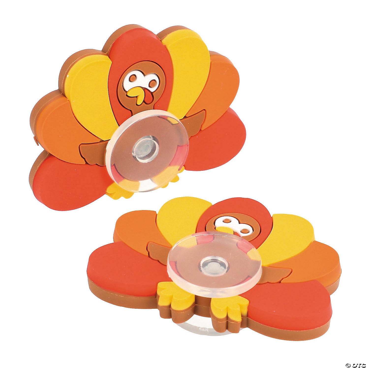 1 3/4" Thanksgiving Turkey-Shaped Plastic Fidget Spinners - 12 Pieces