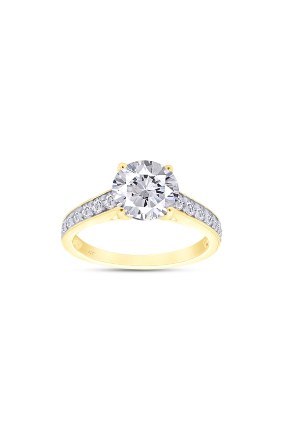 Moissanite Diamond Solitaire Engagement Wedding Ring in 14K Yellow Gold over Sterling Silver-4