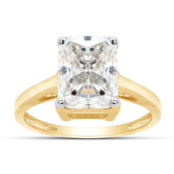 1 3/4 ct. t.w 8X6MM Emerald Cut Lab Created Moissanite Diamond Solitaire Engagement Ring For Women In 10K Solid Yellow Gold (G-H Color, VVS1 Clarity,1.75 Cttw)-4.5