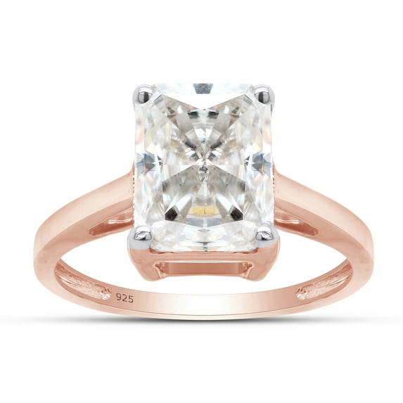 1 3/4 ct. t.w 8X6MM Emerald Cut Lab Created Moissanite Diamond Solitaire Engagement Ring For Women In 14K Rose Gold Over Sterling Silver (G-H Color, VVS1 Clarity,1.75 Cttw)-6.5