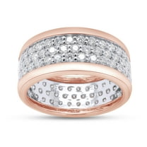 AFFY 1 3/4 ct.t.w Round Cut Lab Created Moissanite 3-Row Eternity Stackable Wedding Band Ring In 14K Rose Gold Over Sterling Silver (1.75 Cttw)-4