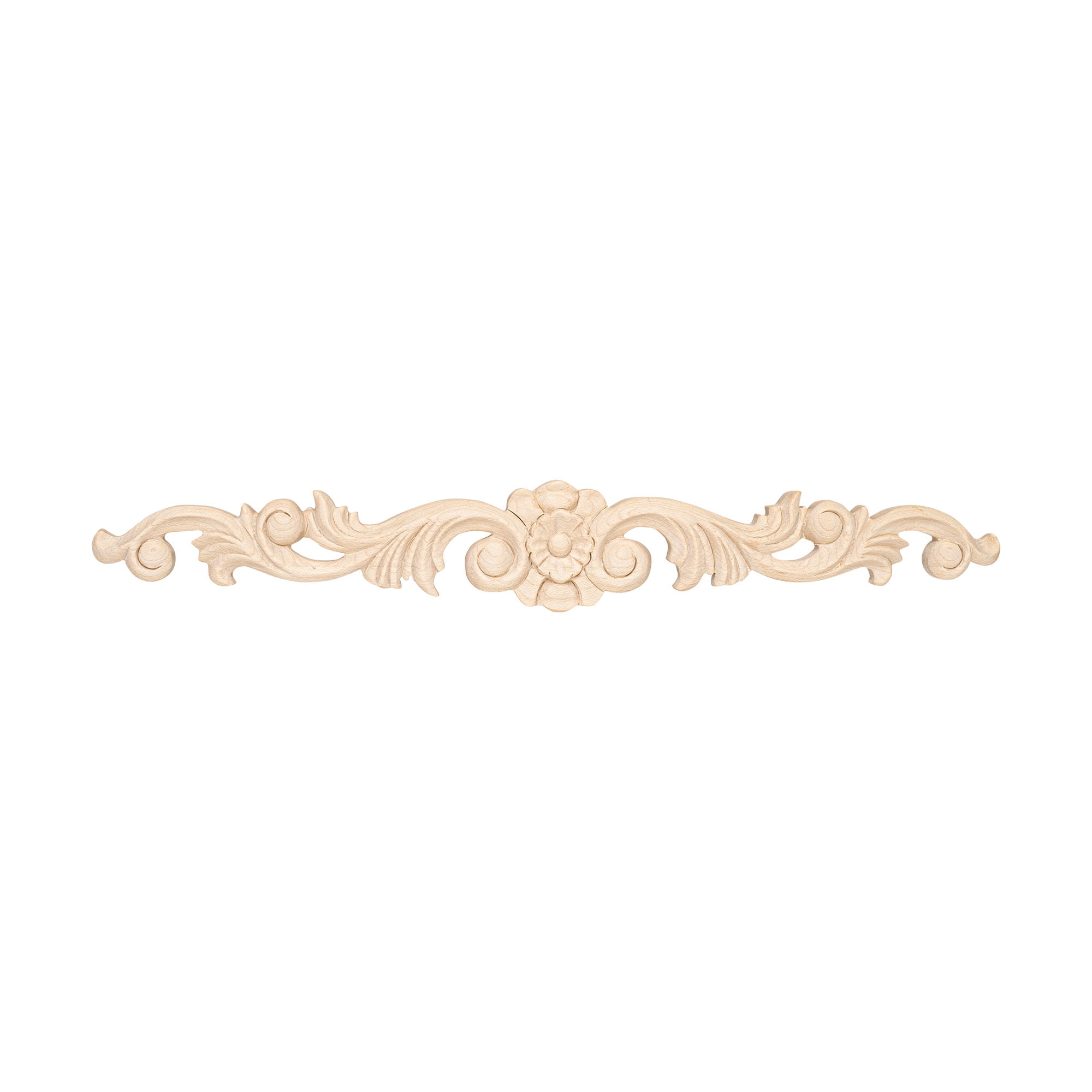 Hand Carved Unfinished Maple Wood Floral Onlay Applique