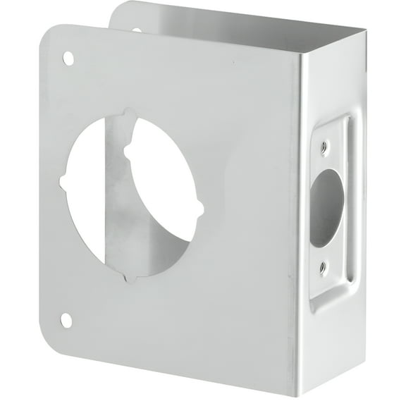 1-3/4 in. x 4-1/2 in. Thick Solid Brass Lock and Door Reinforcer, 2-1/8 in. Single Bore, 2-3/8 in. Backset