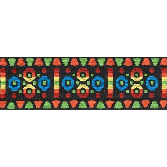 1 3/4 inch Wide Rainbow Circles Woven Jacquard Braid Ribbon, 5 Yards