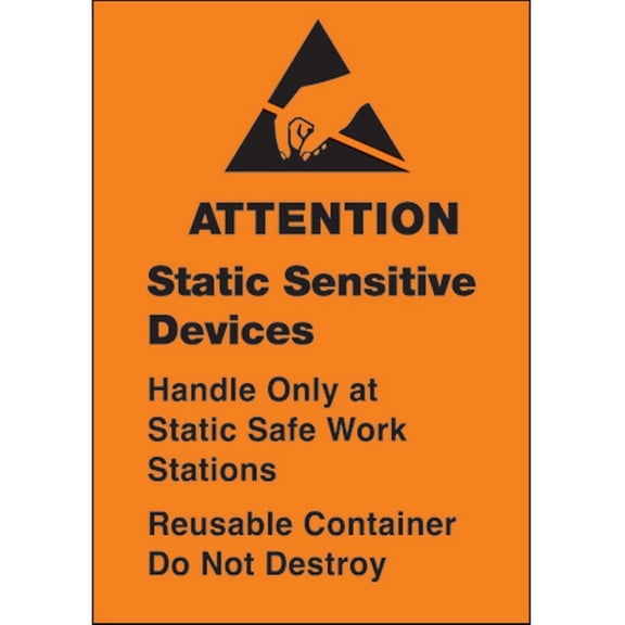 1 3/4 x 2 1/2" "Static Sensitive Devices" 1 3/4 x 2 1/2" Labels, Yellow 500/Roll