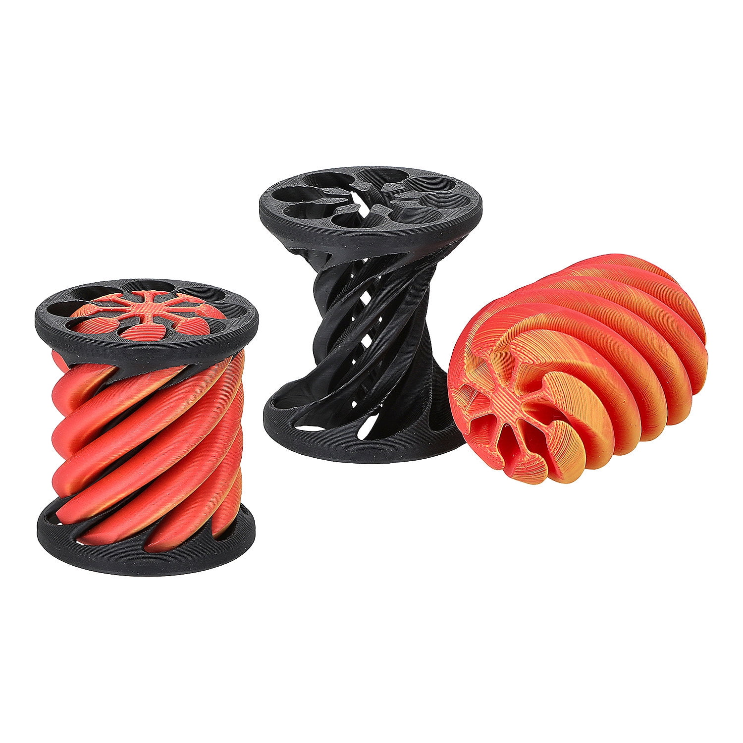 1 3/4" x 2" 3D-Printed Cylinder Spiral Plastic Fidget Toys - 12 Pieces