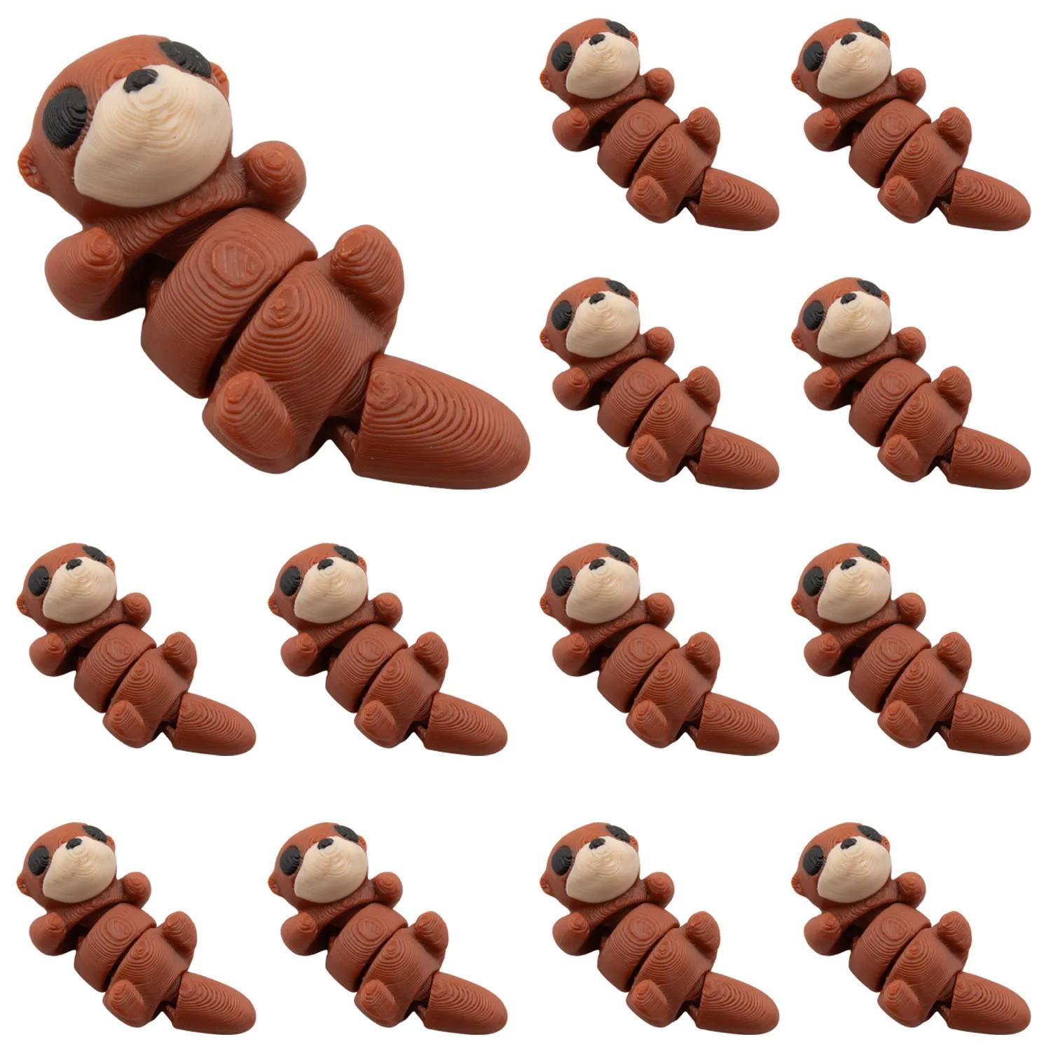 1 3/4" x 3/4" 3D-Printed Plastic Segmented Otters Fidget Toys - 12 Pc.