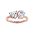 thumbnail image 1 of 1 3/4CT 6.5MM Heart Shape & 8X5MM Pear Cut Lab Created Moissanite Diamond Toi Et Moi 2-Stone Engagement Wedding Ring For Women In 14K Rose Gold Over Sterling Silver(G-H /VVS1, 1.75 Cttw)-, 1 of 7