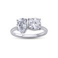 thumbnail image 1 of 1 3/4CT 8X5MM Pear Shape & 6MM Cushion Cut Lab Created Moissanite Diamond Toi Et Moi 2-Stone Engagement Ring For Women In 14K White Gold Over Sterling Silver (VVS1 Clarity, 1.75 Cttw)-8.5, 1 of 7