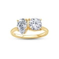thumbnail image 1 of 1 3/4CT 8X5MM Pear Shape & 6MM Cushion Cut Lab Created Moissanite Diamond Toi Et Moi 2-Stone Engagement Ring For Women In 14K Yellow Gold Over Sterling Silver (VVS1 Clarity, 1.75 Cttw)-6.5, 1 of 7