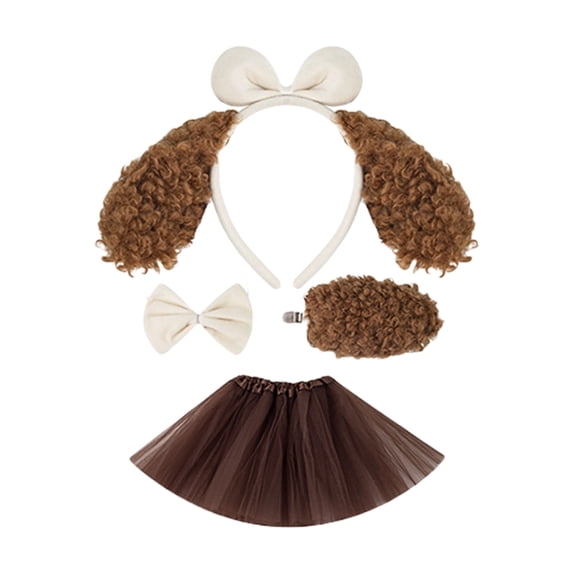 Animal Cosplay Costumes Dog Ear Headband Tutus Tail for Halloween Cosplay Party