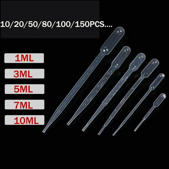 1/3/5/7/10ml Disposable Plastic Transfer Pipettes, Precise Dropper Suitable for Essential Oils Deployment,Science Laboratory, DIY Art