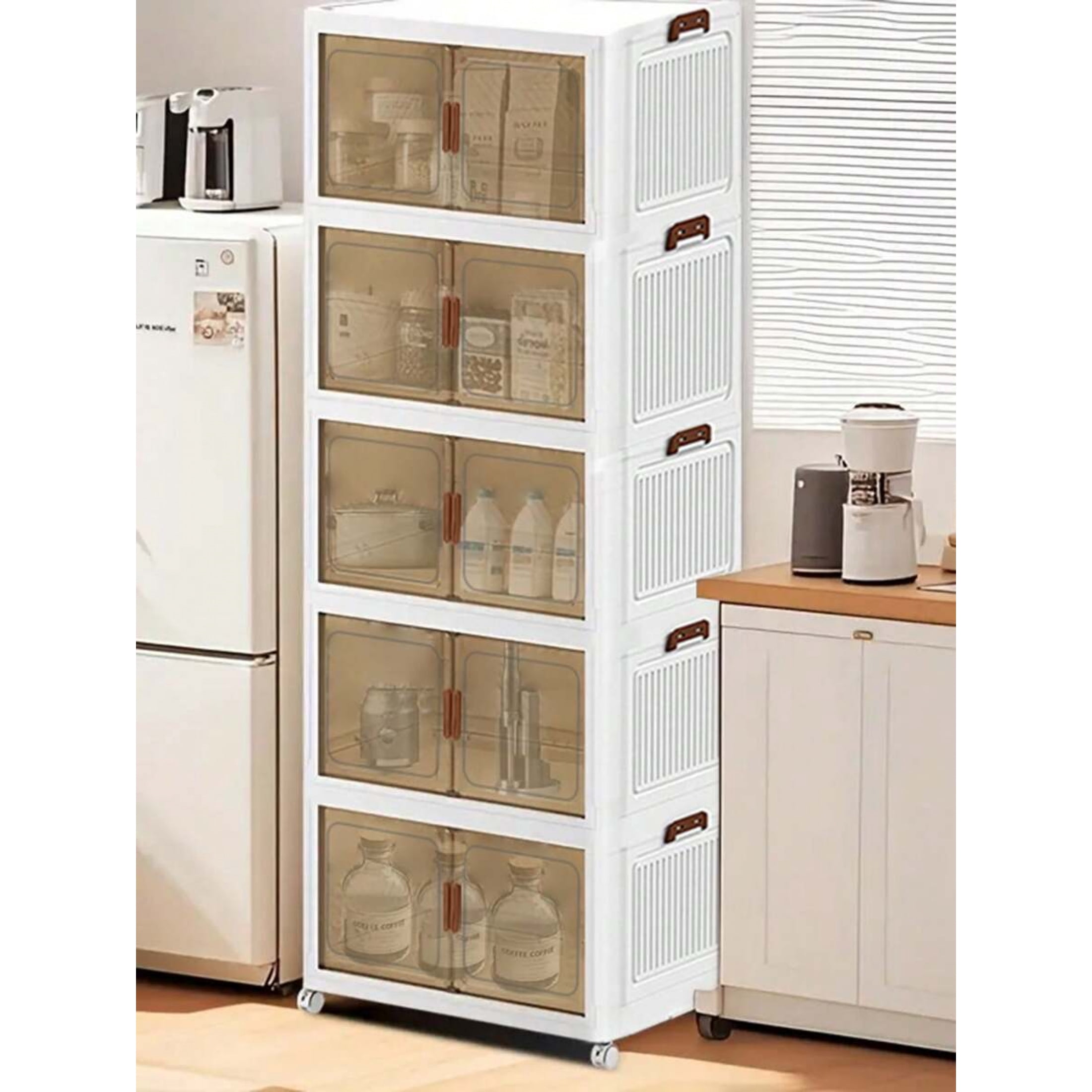 1/3/5-Layer Extra Large Folding Storage Cabinet - Plastic Bins with ...